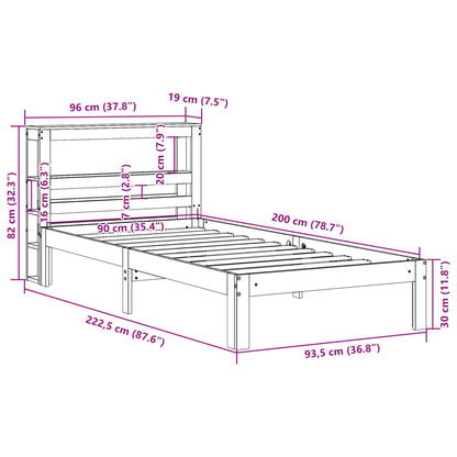 Bed Frame without Mattress Wax Brown 90x200 cm Solid Wood Pine