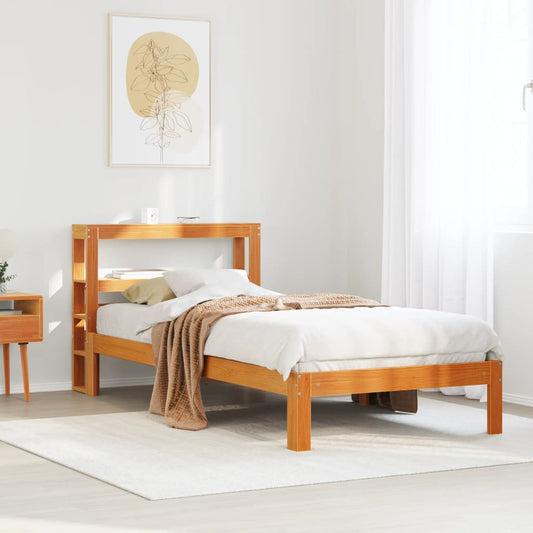 Bed Frame without Mattress Wax Brown 90x200 cm Solid Wood Pine
