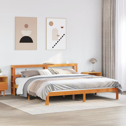 Bed Frame without Mattress Wax Brown 180x200 cm Super King Solid Wood Pine