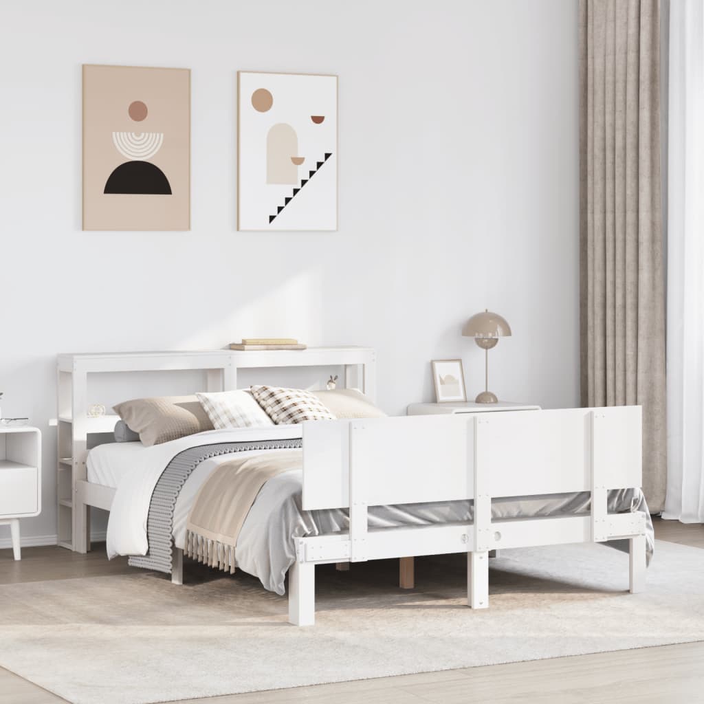 Bed Frame with Headboard without Mattress White 120x190 cm Small Double