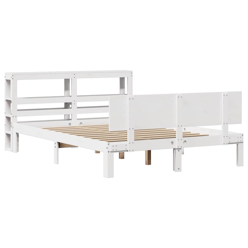 Bed Frame with Headboard without Mattress White 135x190 cm Double