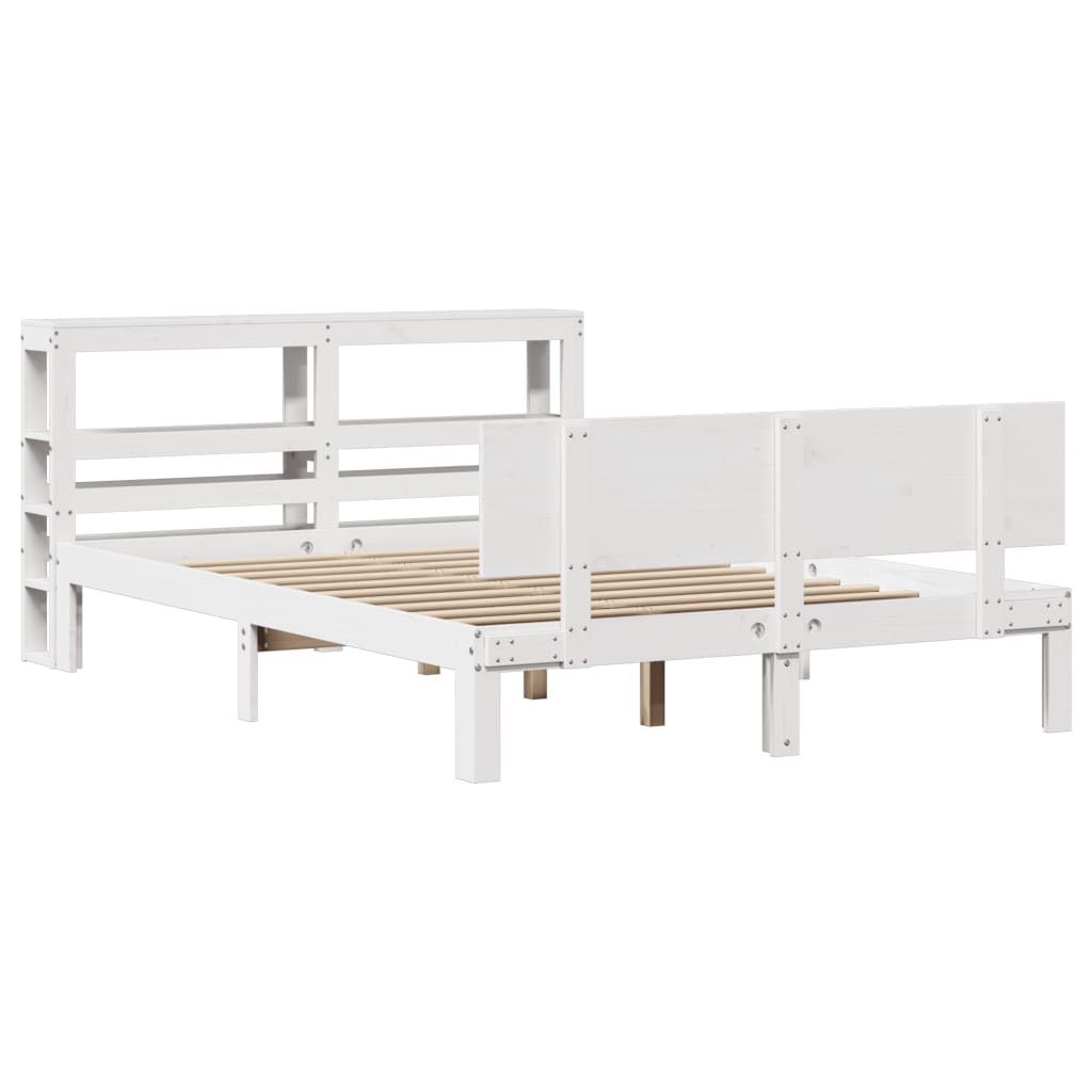 Bed Frame with Headboard without Mattress White 140x190 cm