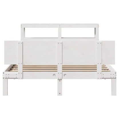 Bed Frame with Headboard without Mattress White 140x190 cm