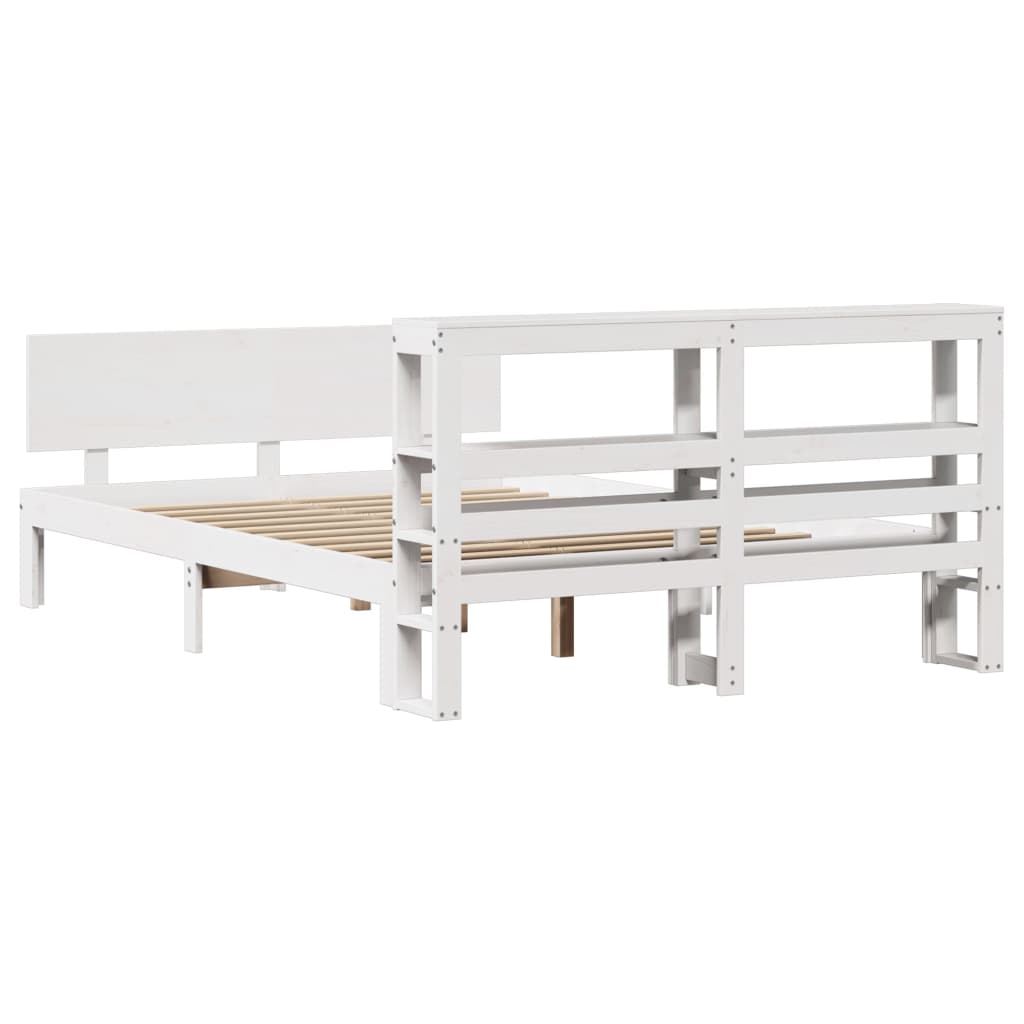 Bed Frame with Headboard without Mattress White 140x190 cm