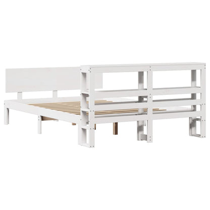 Bed Frame with Headboard without Mattress White 140x190 cm