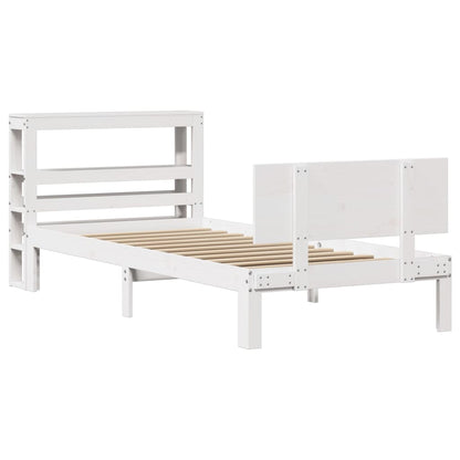 Bed Frame with Headboard without Mattress White 90x200 cm