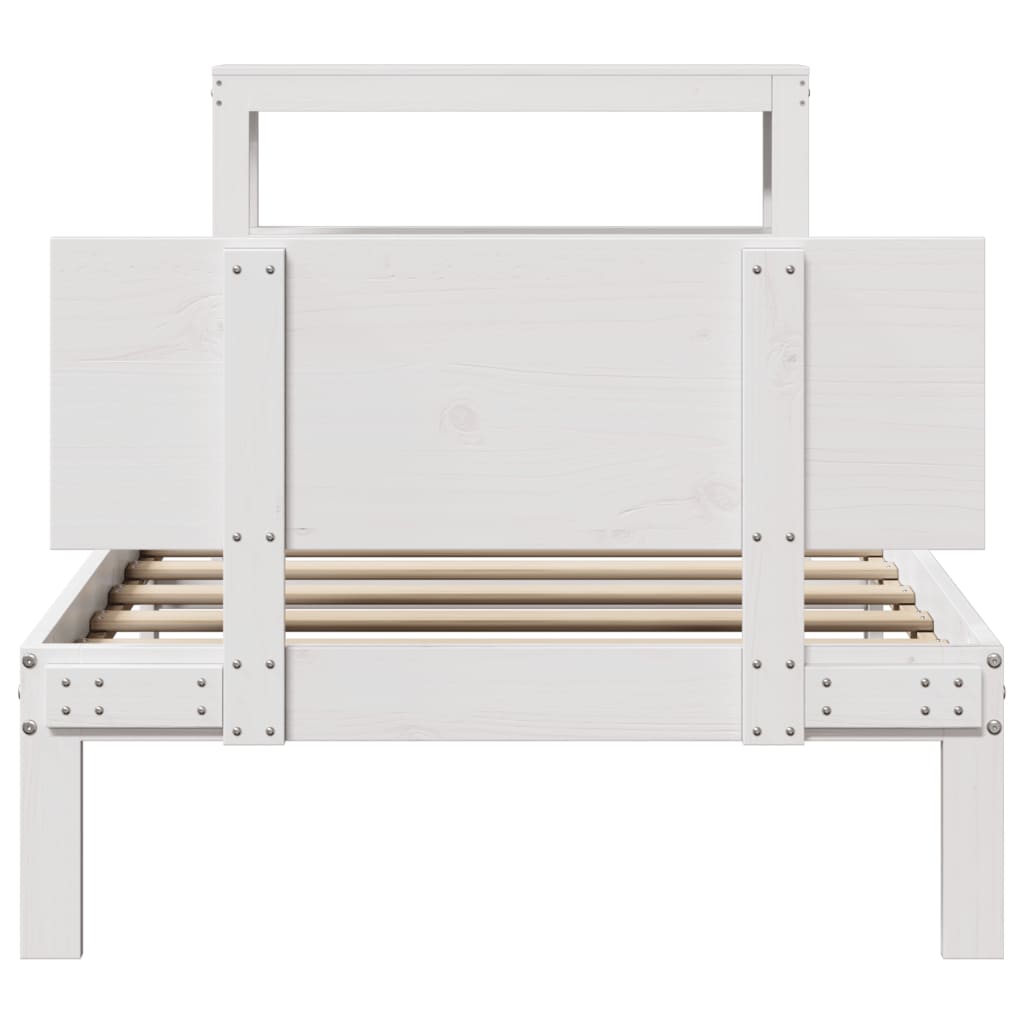 Bed Frame with Headboard without Mattress White 90x200 cm