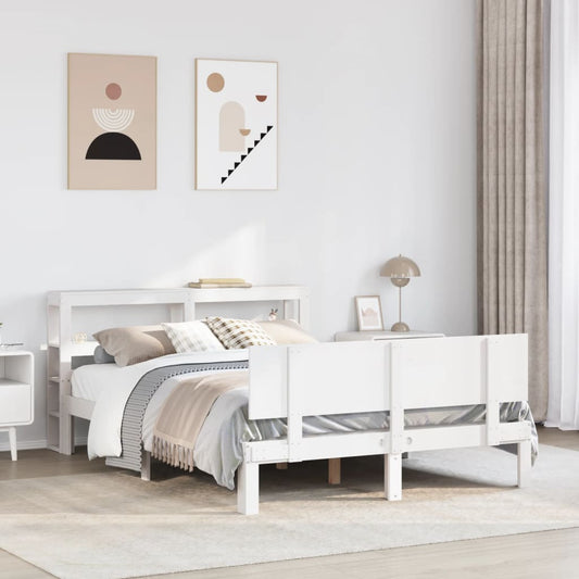 Bed Frame with Headboard without Mattress White 150x200 cm King Size
