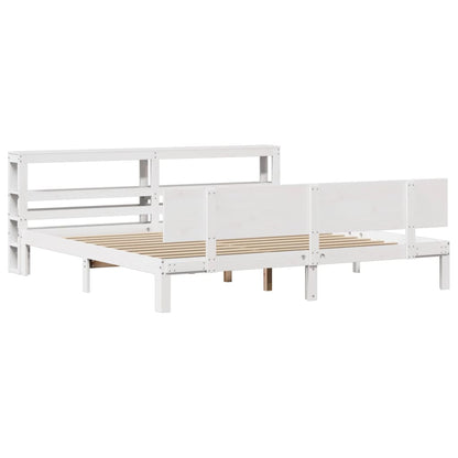 Bed Frame with Headboard without Mattress White 180x200 cm Super King