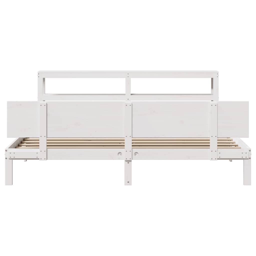 Bed Frame with Headboard without Mattress White 180x200 cm Super King
