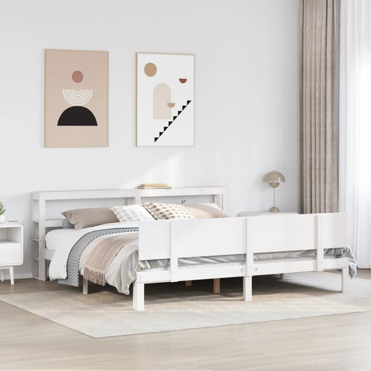 Bed Frame with Headboard without Mattress White 180x200 cm Super King