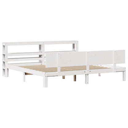 Bed Frame with Headboard without Mattress White 200x200 cm