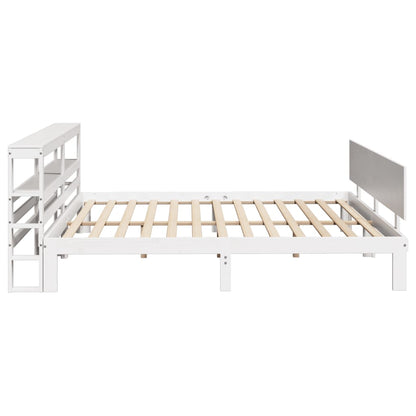 Bed Frame with Headboard without Mattress White 200x200 cm