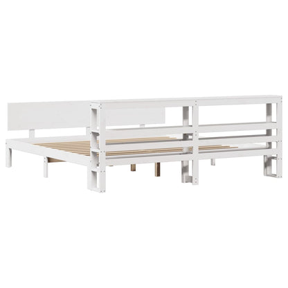 Bed Frame with Headboard without Mattress White 200x200 cm