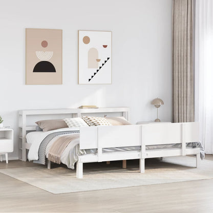 Bed Frame with Headboard without Mattress White 200x200 cm