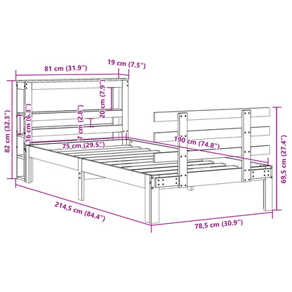 Bed Frame with Headboard without Mattress 75x190 cm Small Single