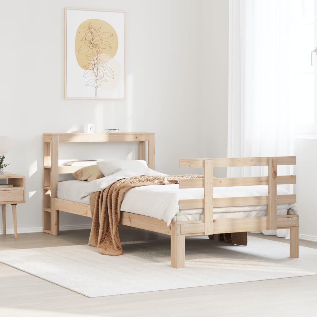 Bed Frame with Headboard without Mattress 75x190 cm Small Single