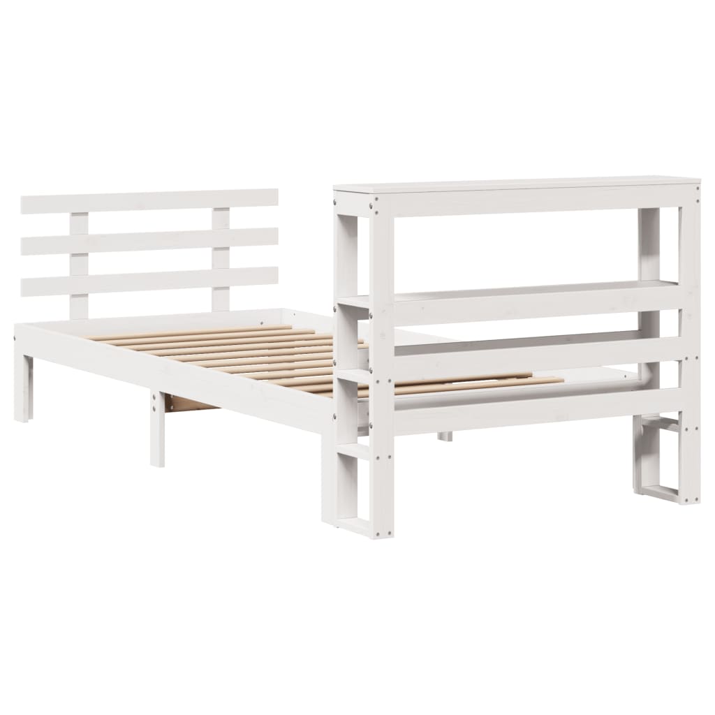 Bed Frame with Headboard without Mattress White 90x190 cm Single