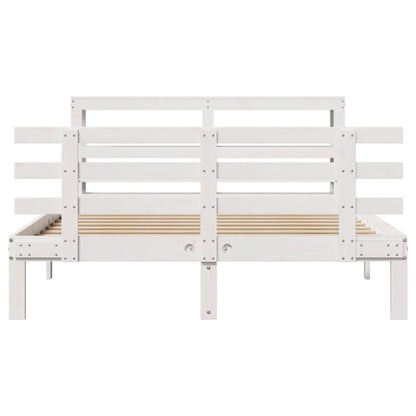 Bed Frame with Headboard without Mattress White 120x190 cm Small Double