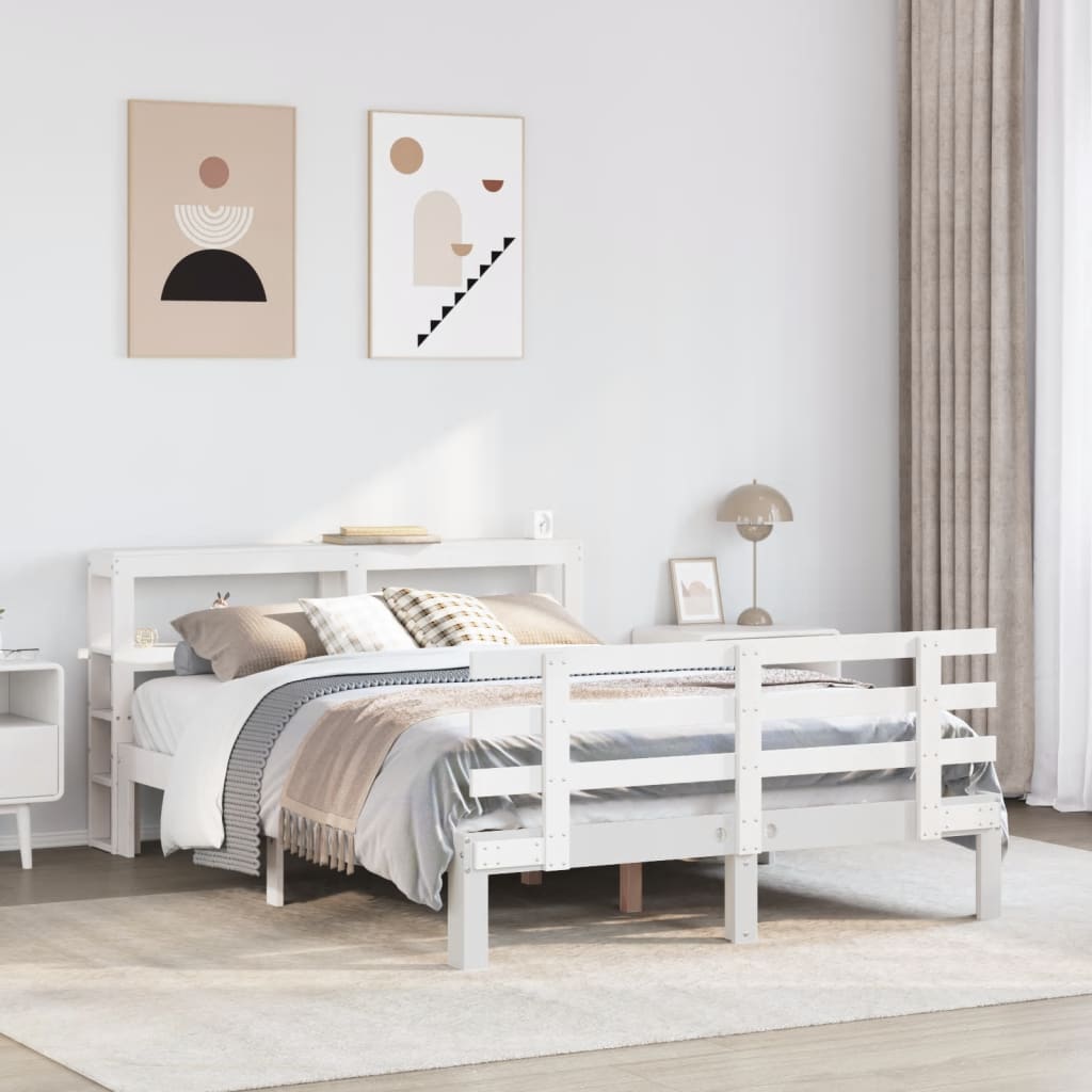 Bed Frame with Headboard without Mattress White 120x190 cm Small Double