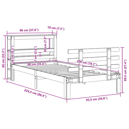 Bed Frame with Headboard without Mattress 90x200 cm