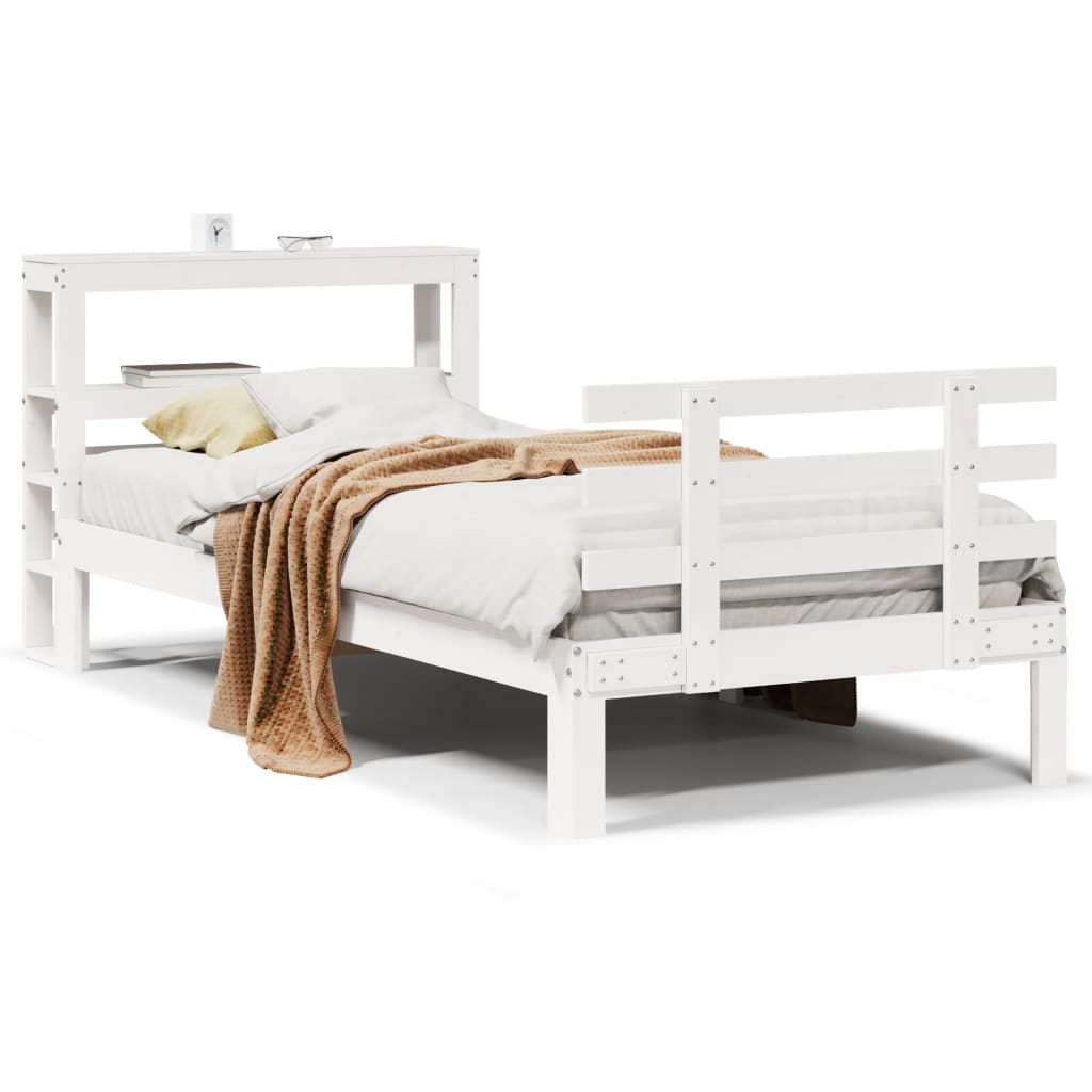 Bed Frame with Headboard without Mattress White 90x200 cm