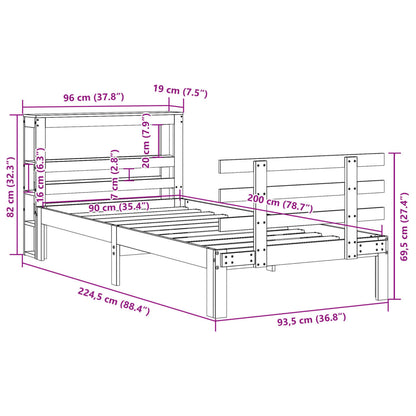 Bed Frame with Headboard without Mattress White 90x200 cm