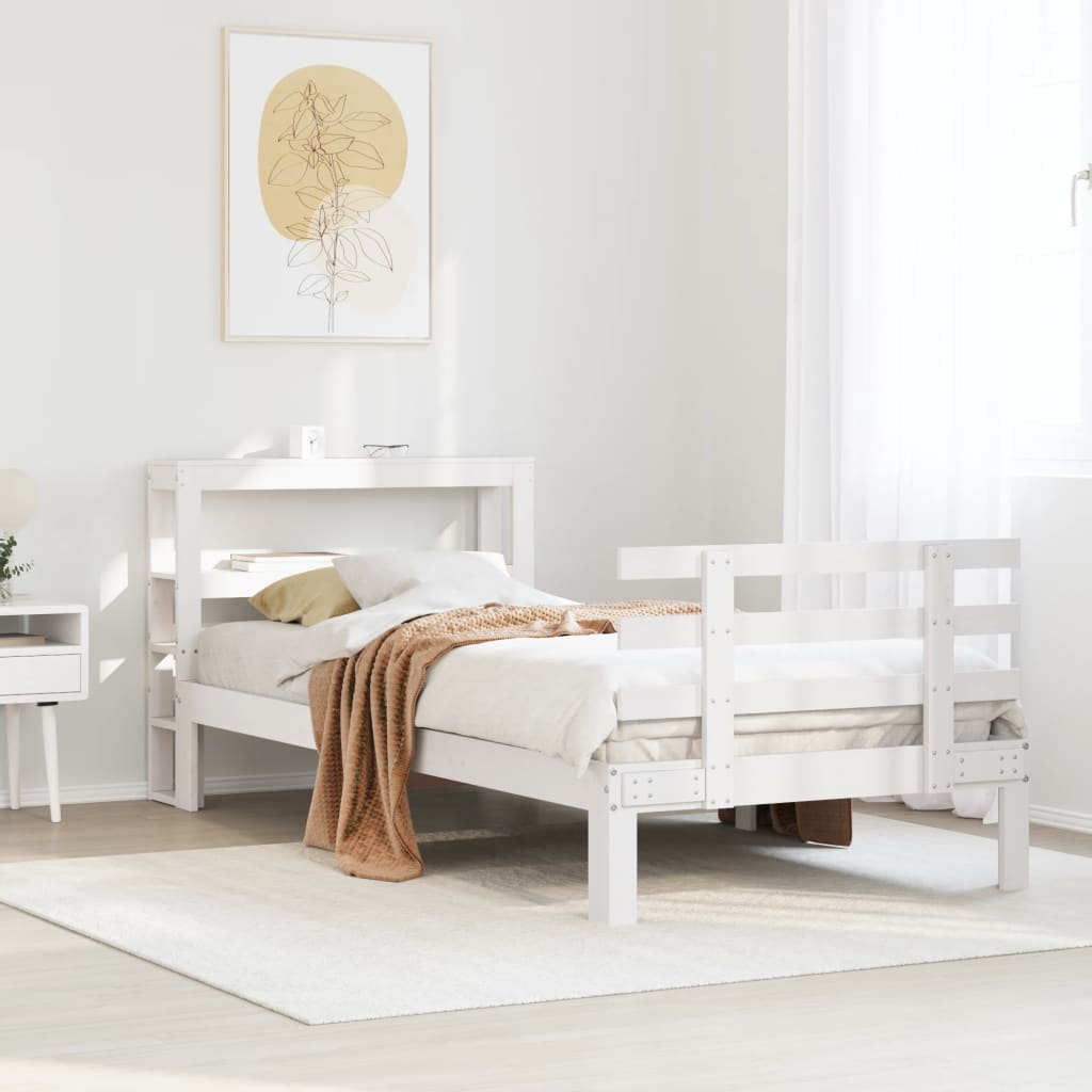 Bed Frame with Headboard without Mattress White 90x200 cm