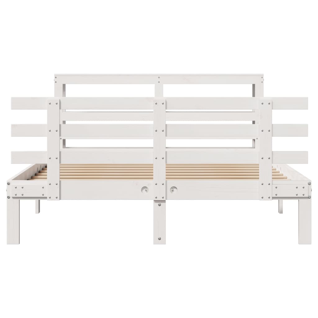 Bed Frame with Headboard without Mattress White 150x200 cm King Size