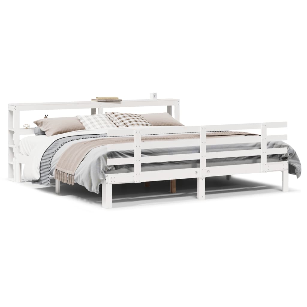 Bed Frame with Headboard without Mattress White 200x200 cm