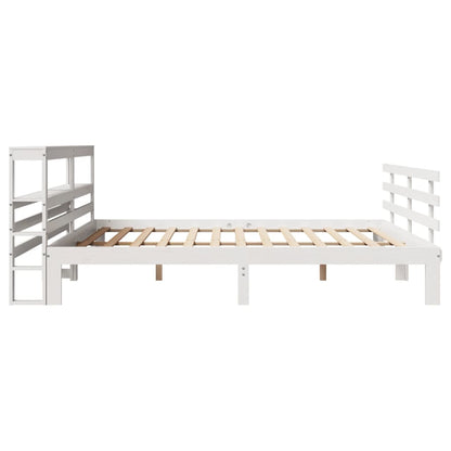 Bed Frame with Headboard without Mattress White 200x200 cm