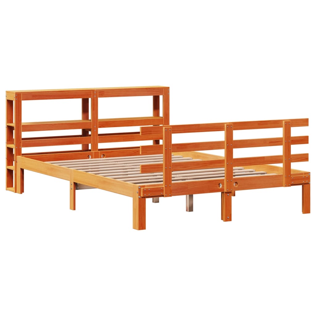 Bed Frame with Headboard without Mattress Wax Brown 140x190 cm