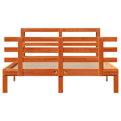 Bed Frame with Headboard without Mattress Wax Brown 150x200 cm King Size