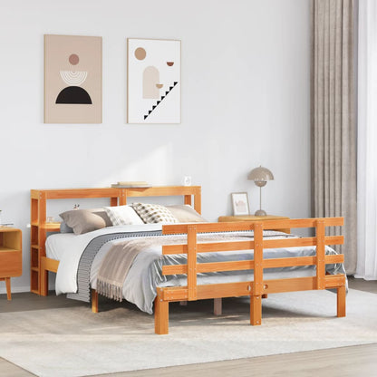 Bed Frame with Headboard without Mattress Wax Brown 150x200 cm King Size