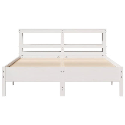 Bed Frame without Mattress White 150x200 cm King Size Solid Wood Pine