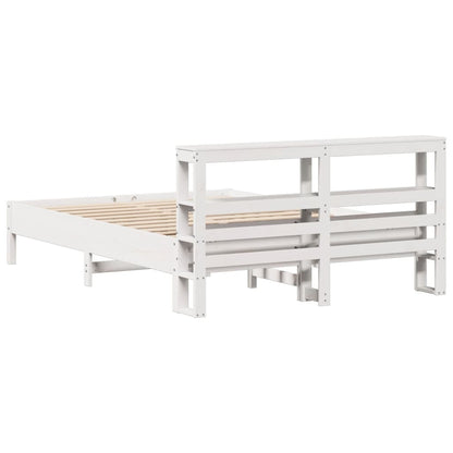 Bed Frame without Mattress White 140x190 cm Solid Wood Pine