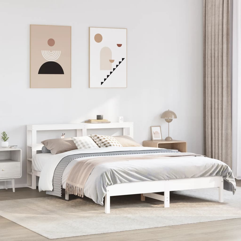 Bed Frame without Mattress White 140x190 cm Solid Wood Pine