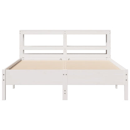 Bed Frame without Mattress White 135x190 cm Double Solid Wood Pine