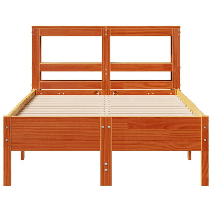 Bed Frame without Mattress Wax Brown 120x190 cm Small Double Solid Wood Pine