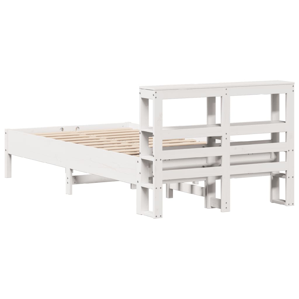 Bed Frame without Mattress White 75x190 cm Small Single Solid Wood Pine