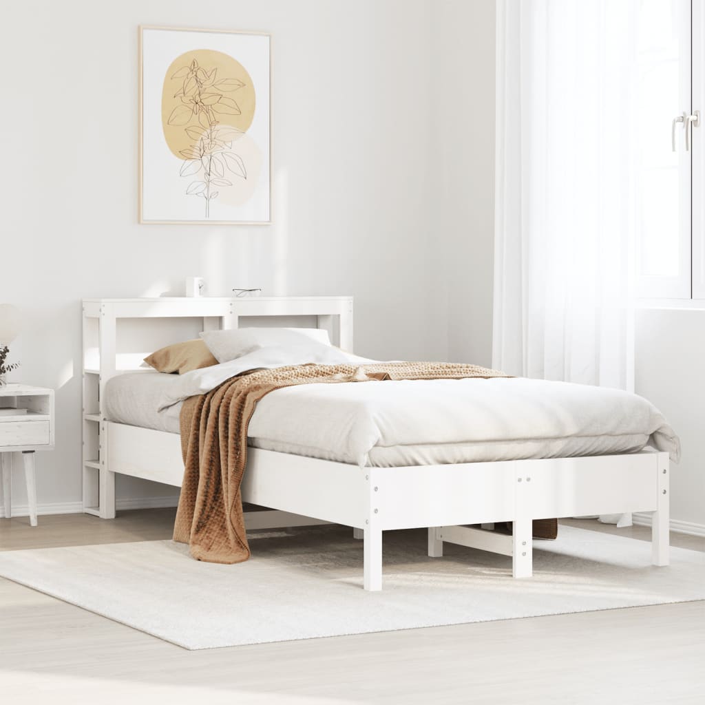 Bed Frame without Mattress White 75x190 cm Small Single Solid Wood Pine