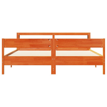 Bed Frame without Mattress Wax Brown 200x200 cm Solid Wood Pine