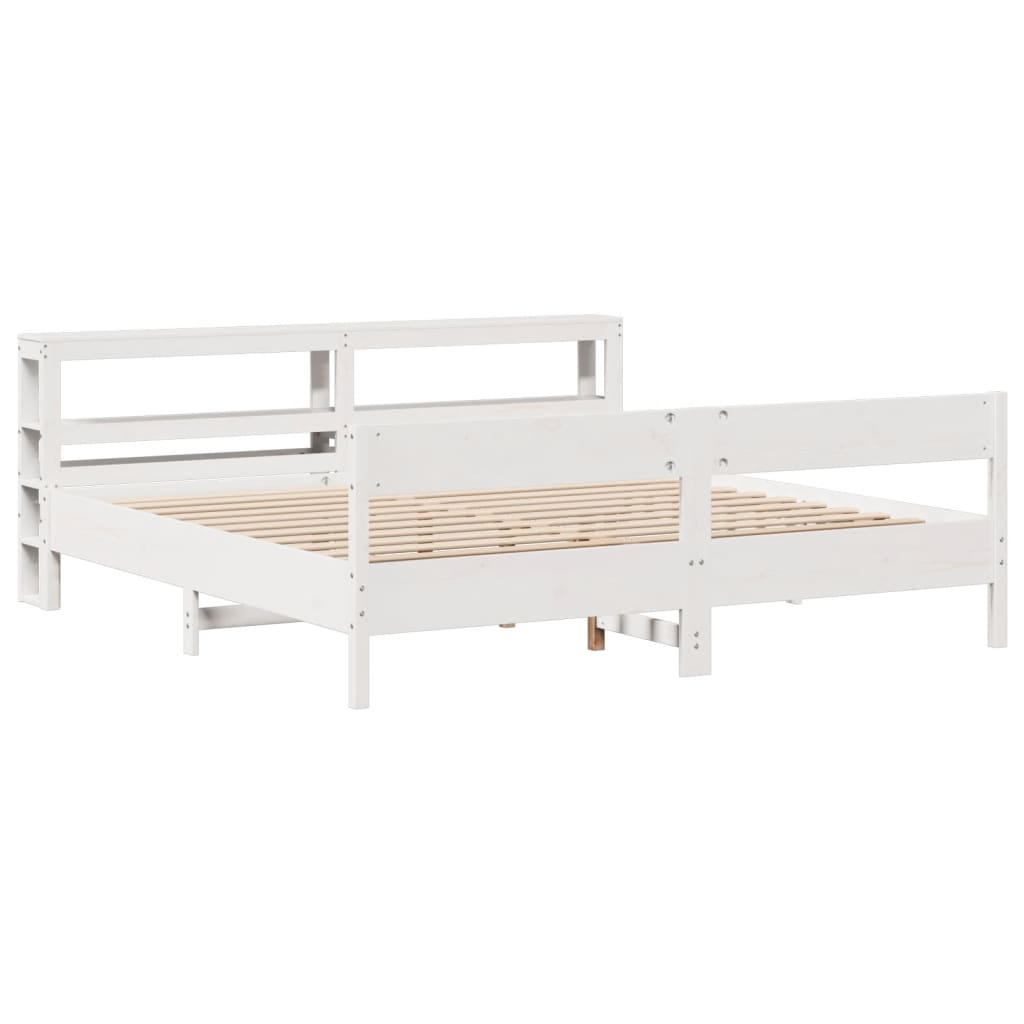 Bed Frame without Mattress White 180x200 cm Super King Solid Wood Pine