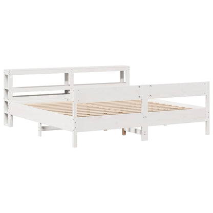 Bed Frame without Mattress White 180x200 cm Super King Solid Wood Pine
