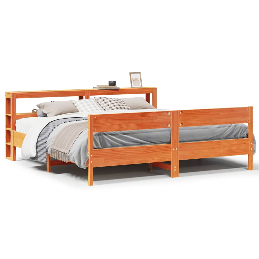 Bed Frame without Mattress Wax Brown 180x200 cm Super King Solid Wood Pine