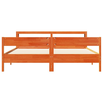 Bed Frame without Mattress Wax Brown 180x200 cm Super King Solid Wood Pine