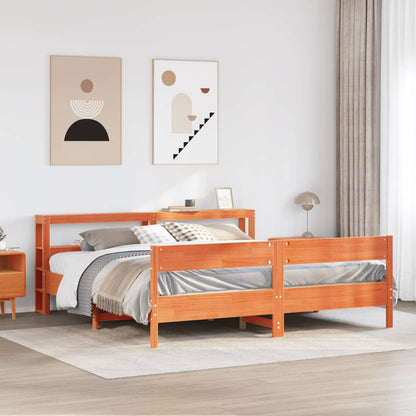 Bed Frame without Mattress Wax Brown 180x200 cm Super King Solid Wood Pine