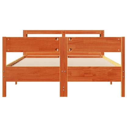 Bed Frame without Mattress Wax Brown 160x200 cm Solid Wood Pine