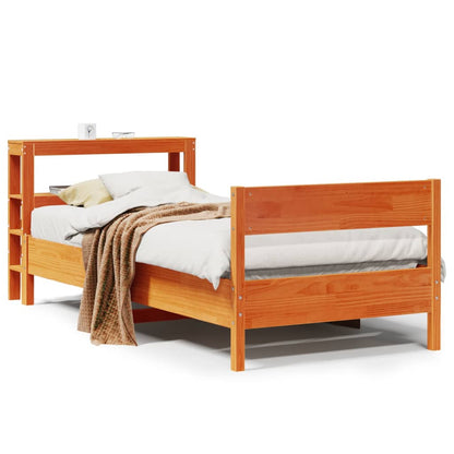 Bed Frame without Mattress Wax Brown 100x200 cm Solid Wood Pine