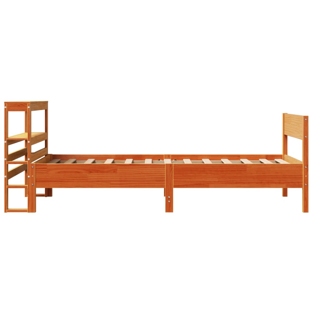 Bed Frame without Mattress Wax Brown 100x200 cm Solid Wood Pine